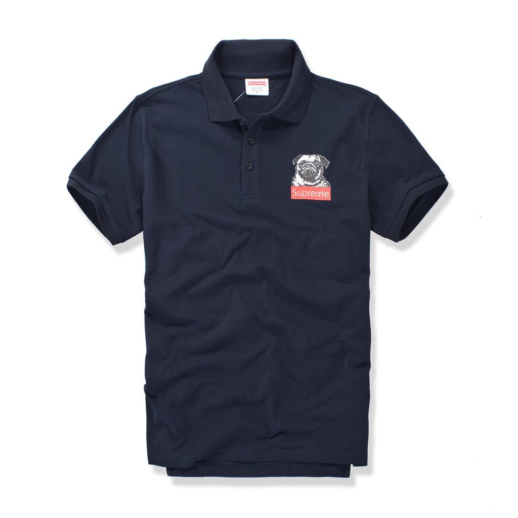 Supreme Lion Print Logo Navy Blue Polo - Obeezi