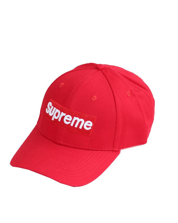 Supreme Unisex Square Logo Patch Baseball Curved Adjustable Hat Red White - Obeezi.com