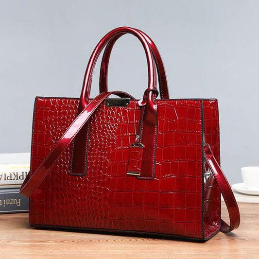 Swans Croc Patent Leather Woman Red Handbags - Obeezi.com