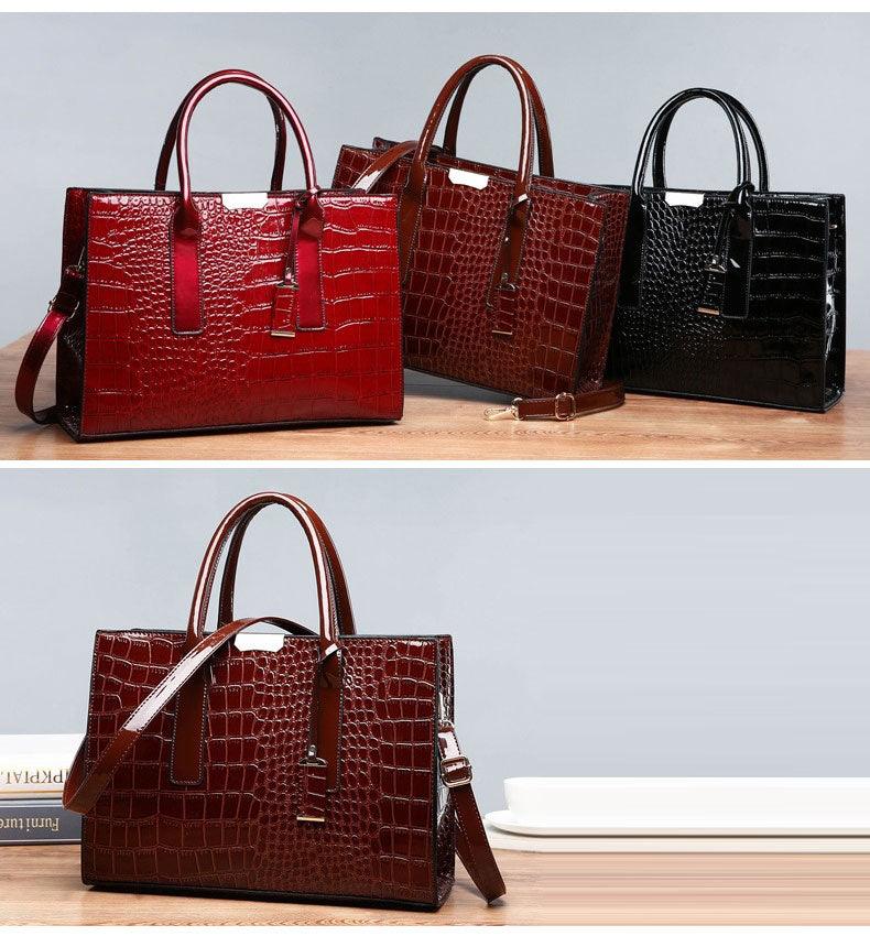 Swans Croc Patent Leather Woman Red Handbags - Obeezi.com