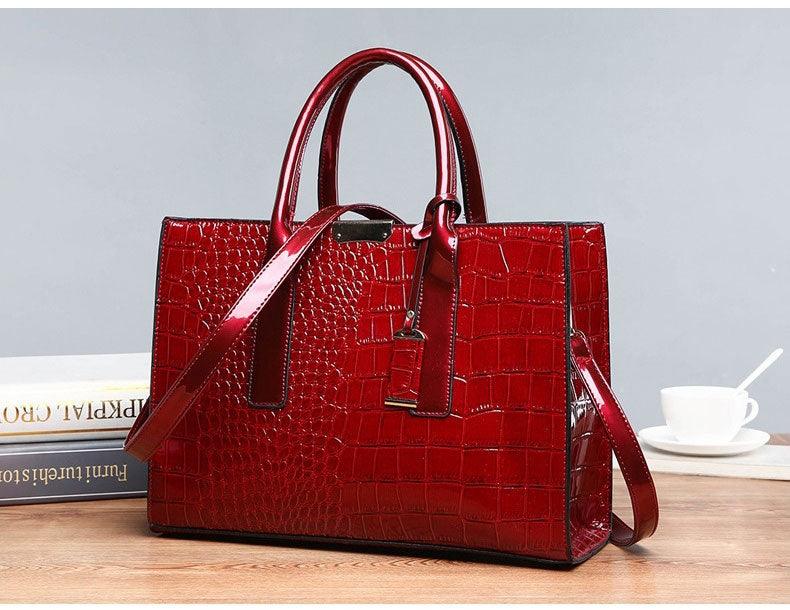 Swans Croc Patent Leather Woman Red Handbags - Obeezi.com