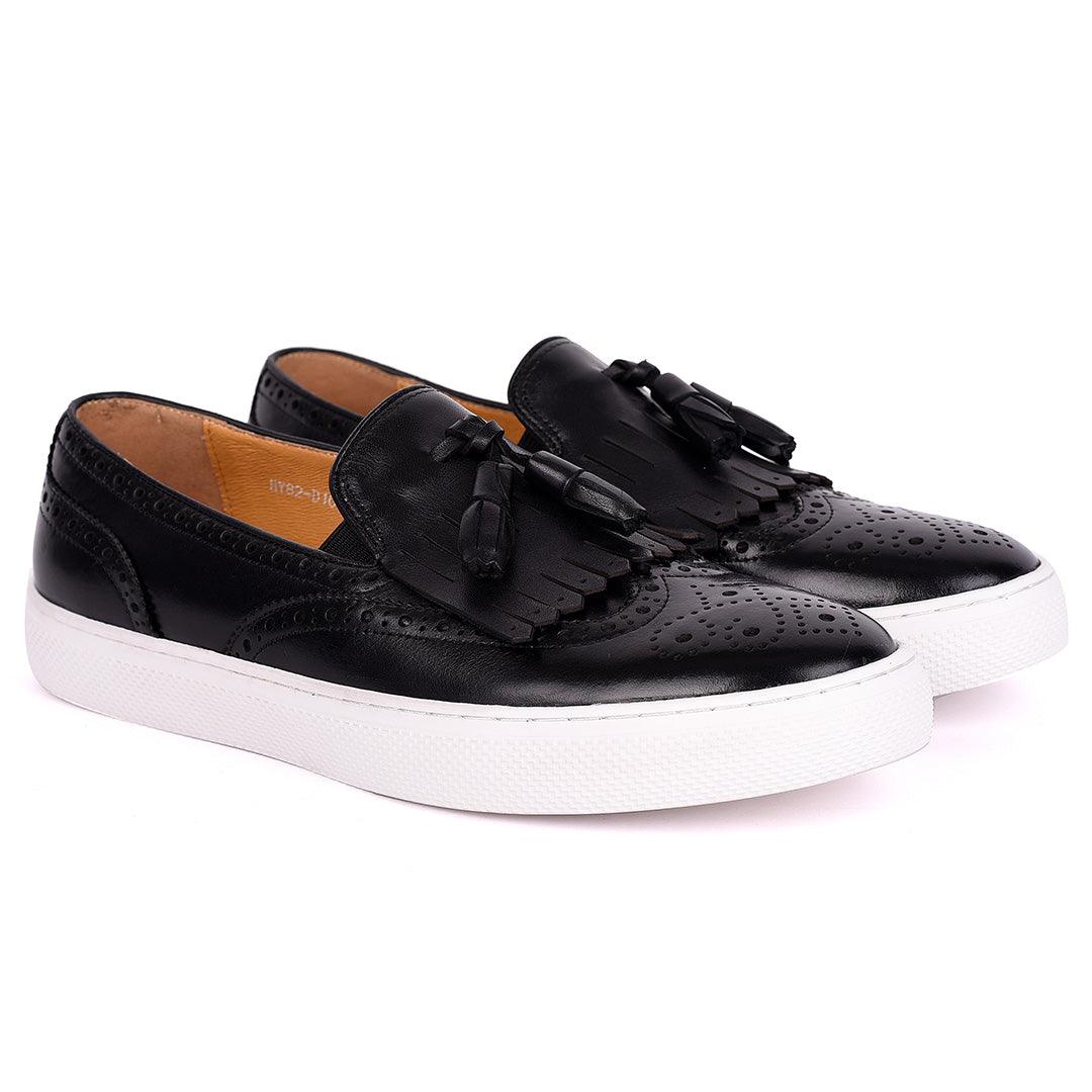 Taylors Tassel And Fringe Brogues Designed Men's Sneakers Shoe- Black - Obeezi.com