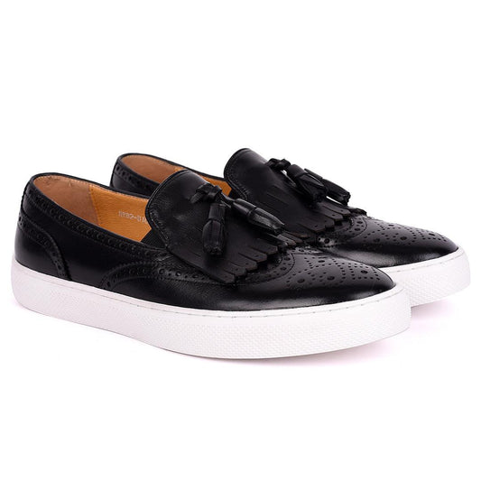 Taylors Tassel And Fringe Brogues Designed Men's Sneakers Shoe- Black - Obeezi.com