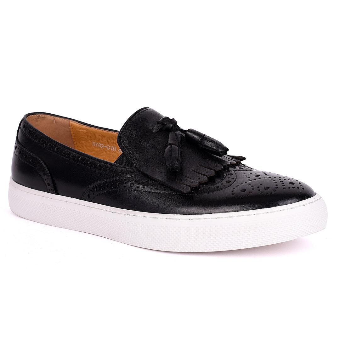 Taylors Tassel And Fringe Brogues Designed Men's Sneakers Shoe- Black - Obeezi.com