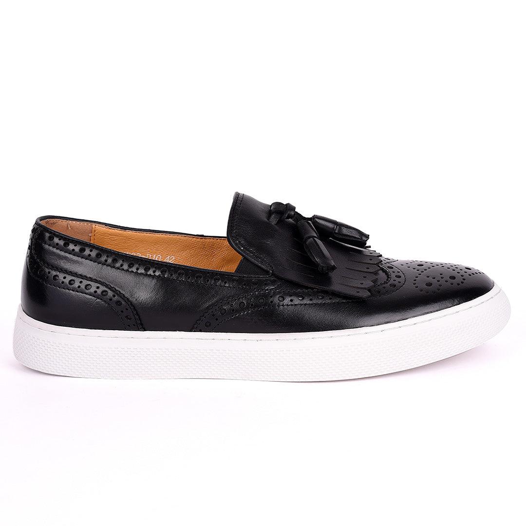 Taylors Tassel And Fringe Brogues Designed Men's Sneakers Shoe- Black - Obeezi.com