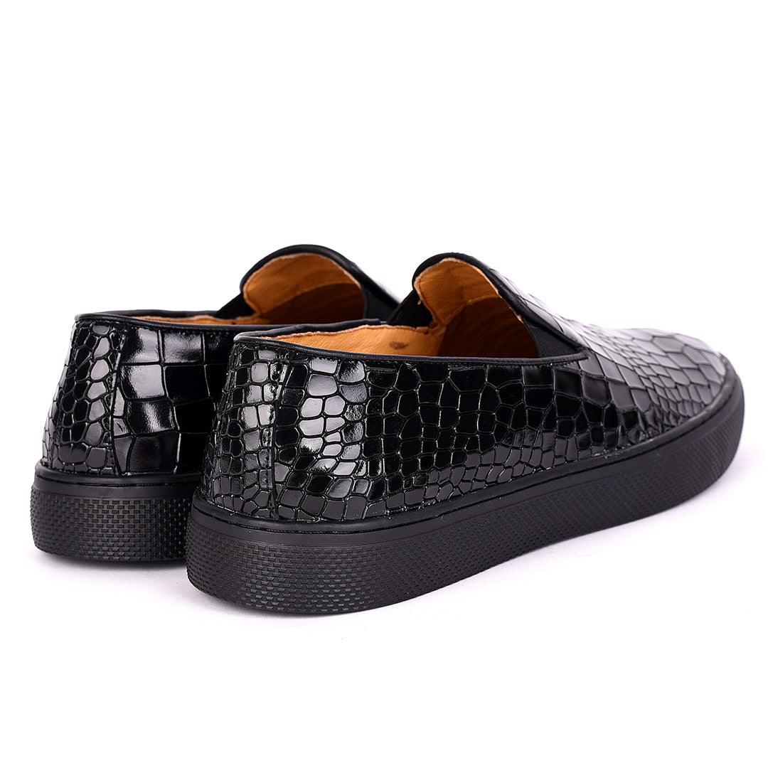 Terry Taylors All Black Croc Leather Sneaker Shoe - Obeezi.com