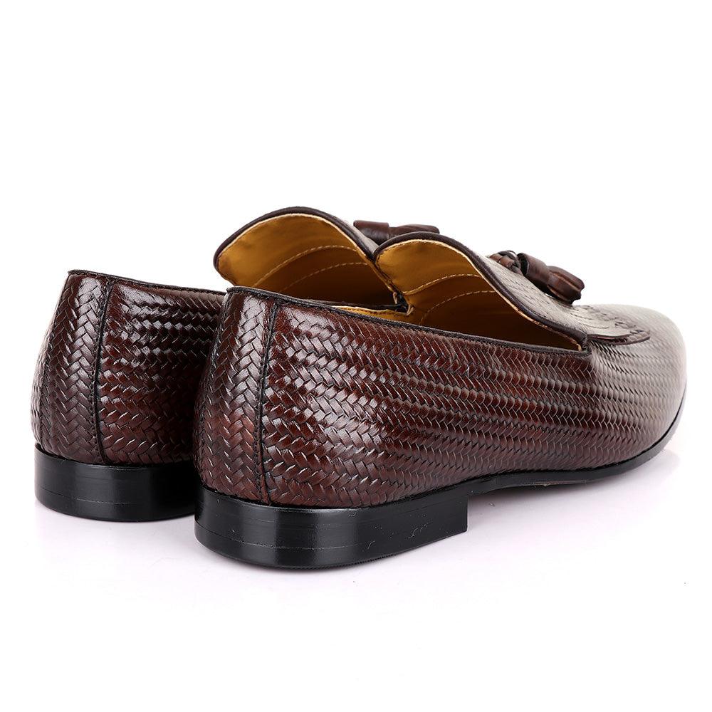 Terry Taylors Basket Lashes Tassel Coffee Leather Shoe - Obeezi