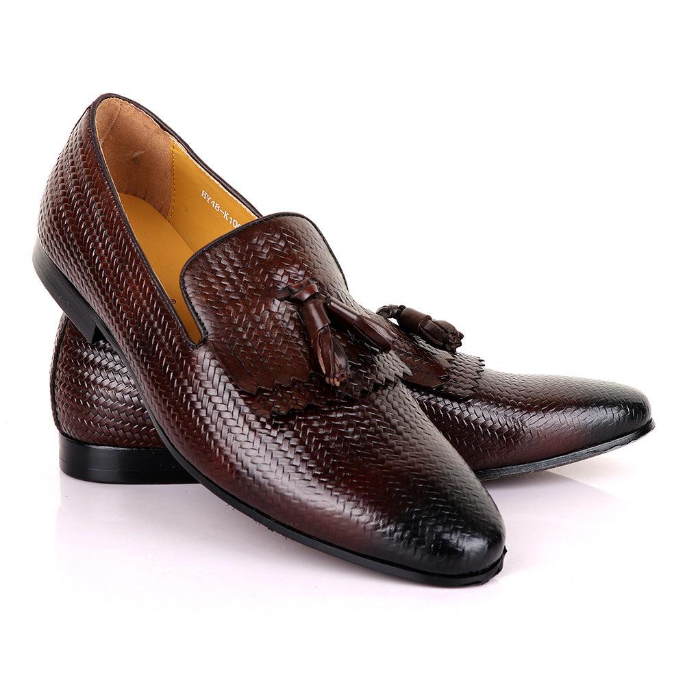 Terry Taylors Basket Lashes Tassel Coffee Leather Shoe - Obeezi