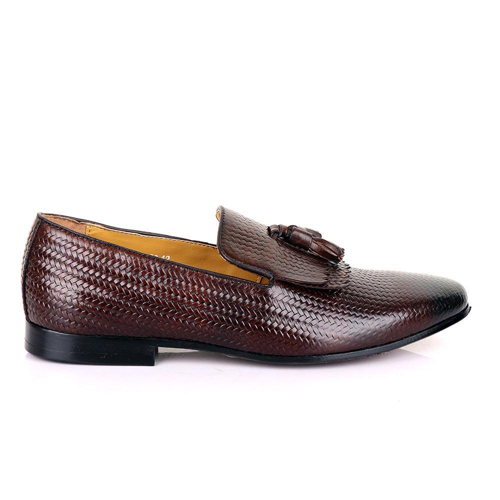 Terry Taylors Basket Lashes Tassel Coffee Leather Shoe - Obeezi