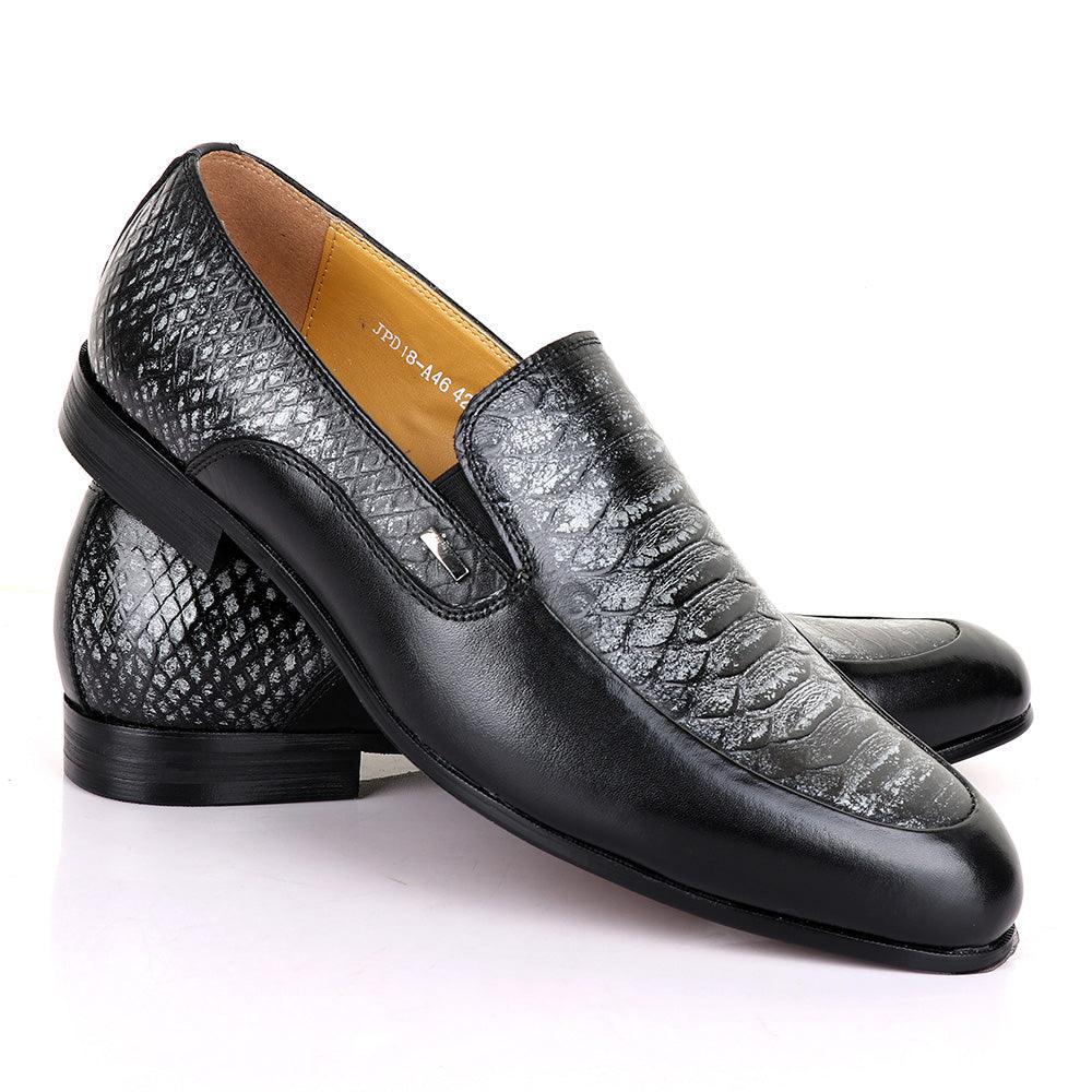 Terry Taylors Classic Black and Grey Leather Shoe - Obeezi