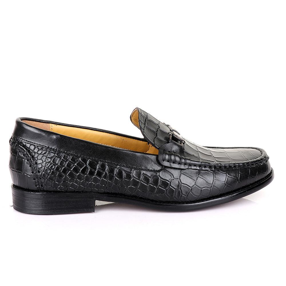 Terry Taylors Classic Chain Croc Black Leather Shoe - Obeezi