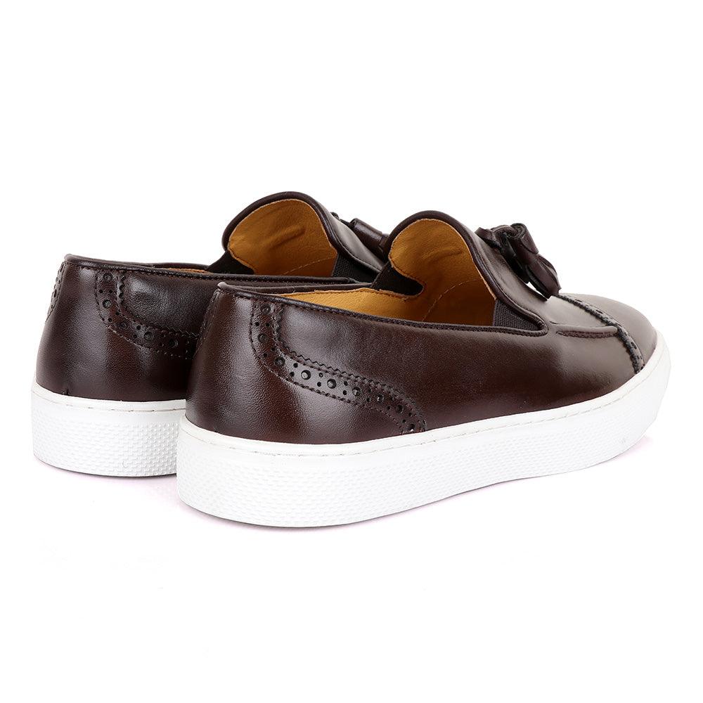 Terry Taylors Classic Coffee Tassel Sneaker Shoe - Obeezi