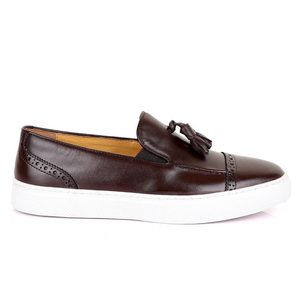 Terry Taylors Classic Coffee Tassel Sneaker Shoe - Obeezi