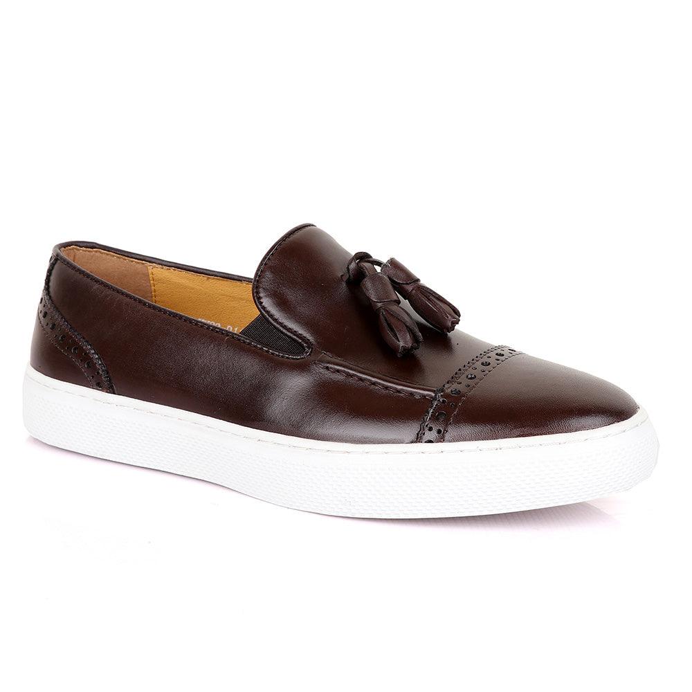Terry Taylors Classic Coffee Tassel Sneaker Shoe - Obeezi