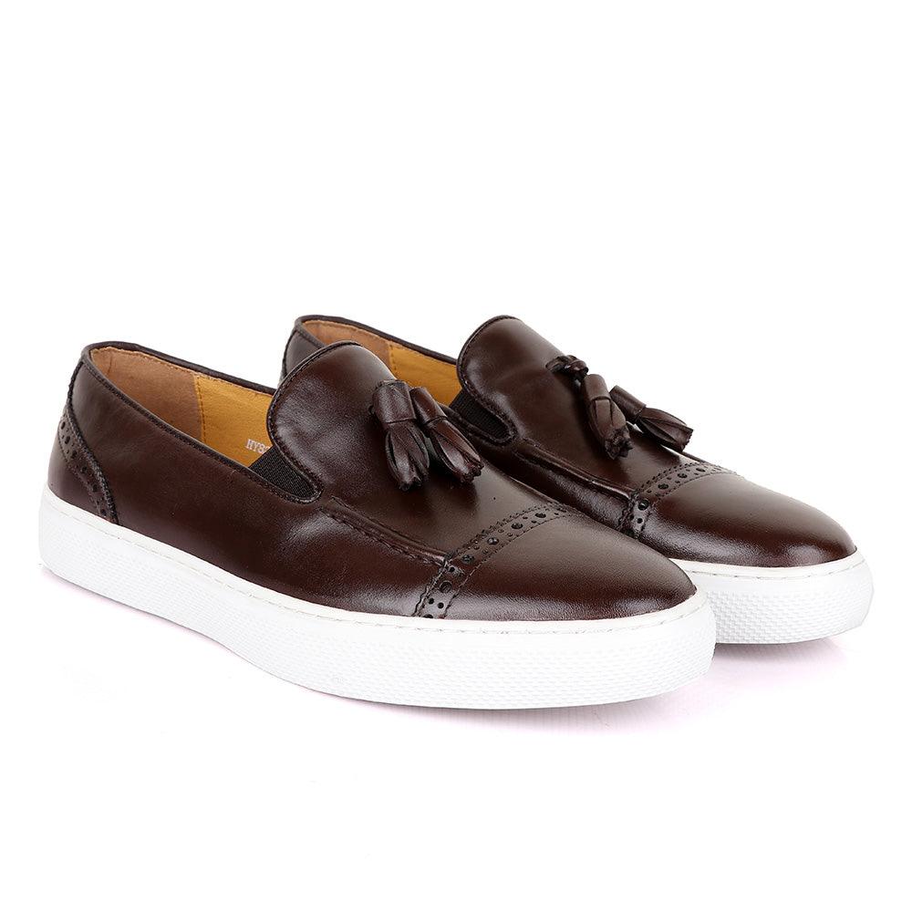 Terry Taylors Classic Coffee Tassel Sneaker Shoe - Obeezi