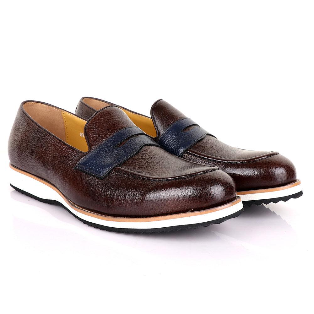 Terry Taylors Classic Coffee With Blue Leather Formal Shoe - Obeezi