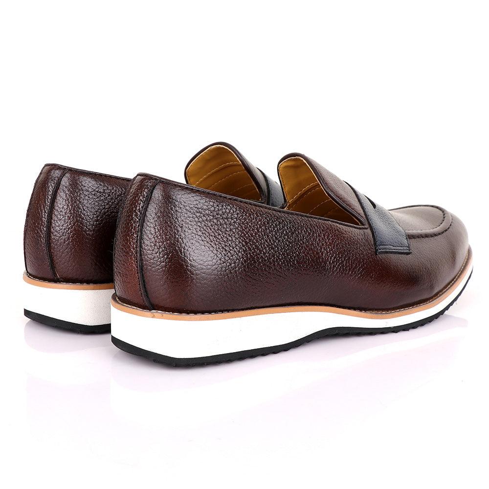 Terry Taylors Classic Coffee With Blue Leather Formal Shoe - Obeezi