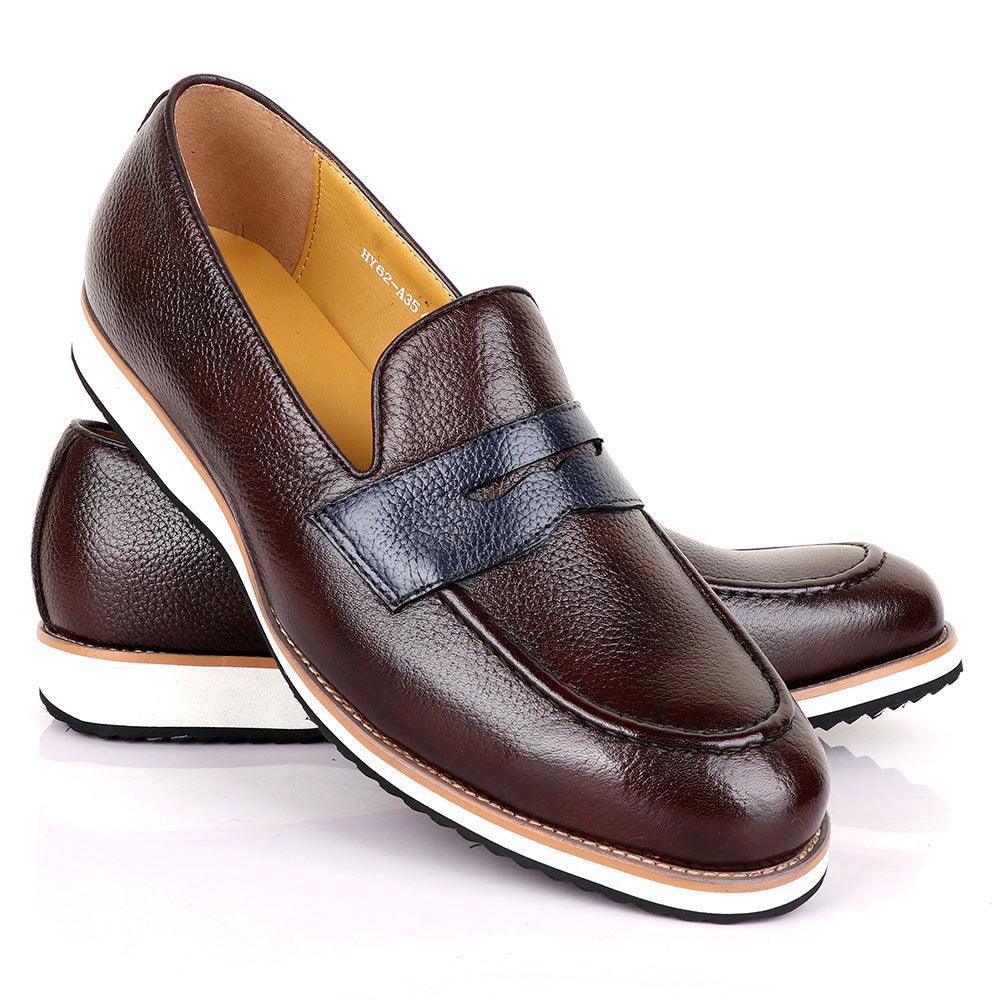 Terry Taylors Classic Coffee With Blue Leather Formal Shoe - Obeezi