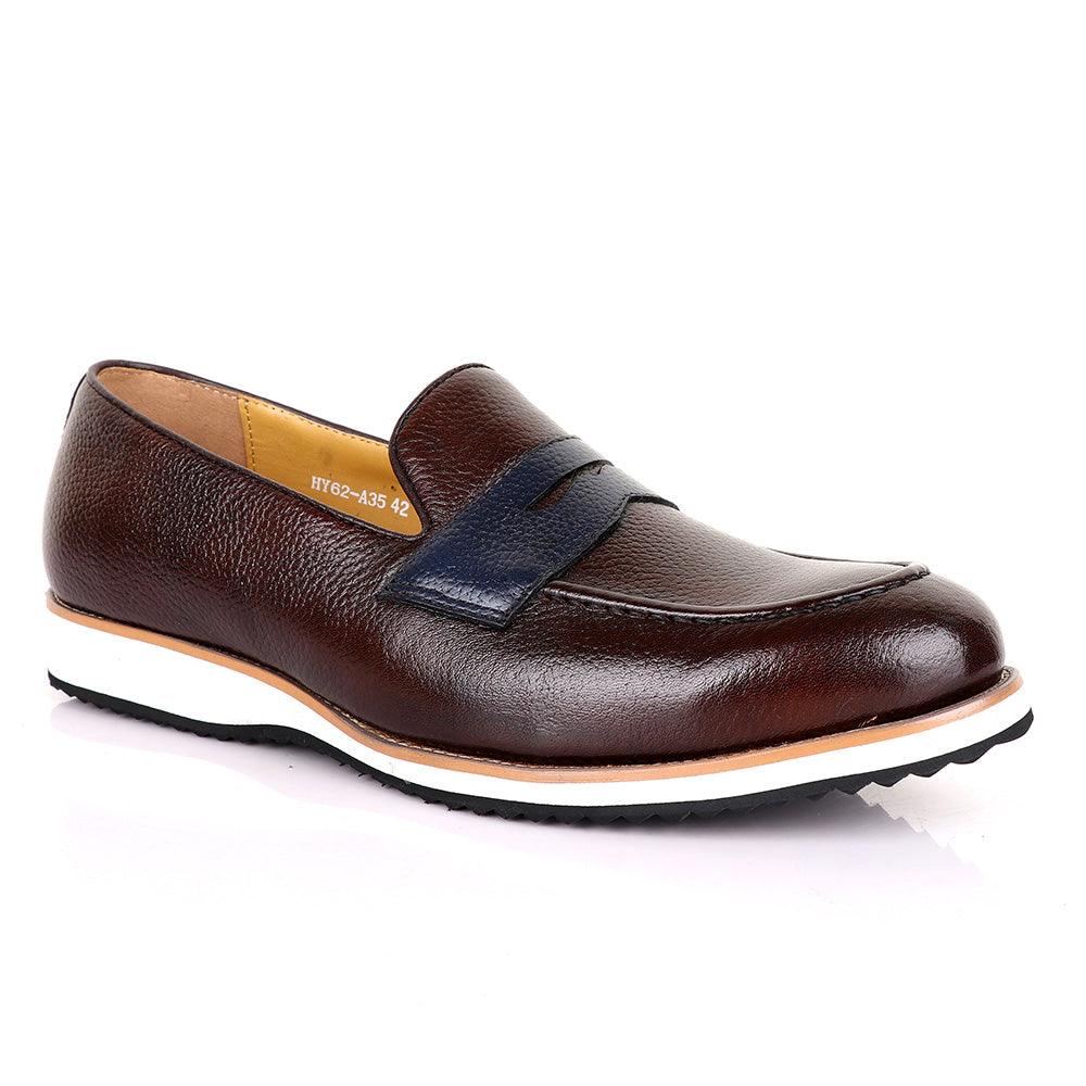 Terry Taylors Classic Coffee With Blue Leather Formal Shoe - Obeezi