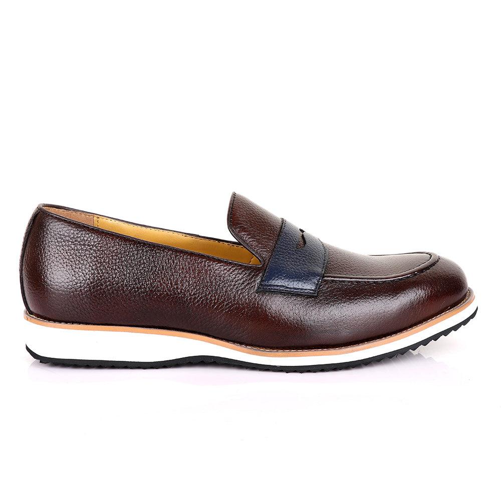 Terry Taylors Classic Coffee With Blue Leather Formal Shoe - Obeezi