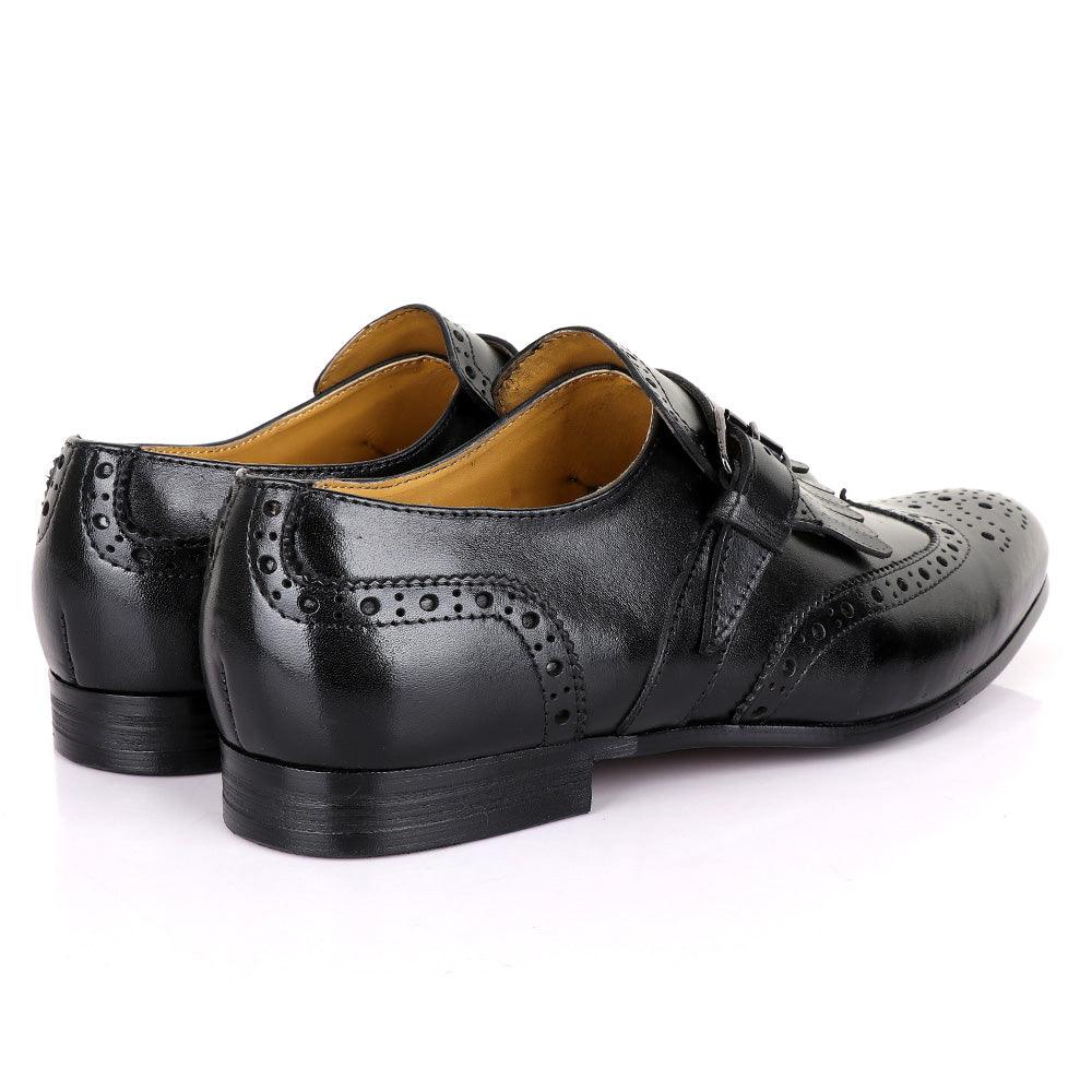 Terry Taylors Classic Single Strap Lashes Black Leather Shoe - Obeezi