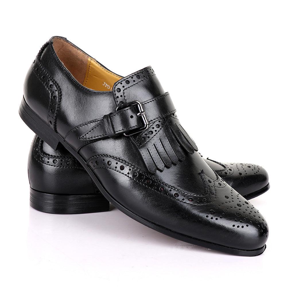 Terry Taylors Classic Single Strap Lashes Black Leather Shoe - Obeezi