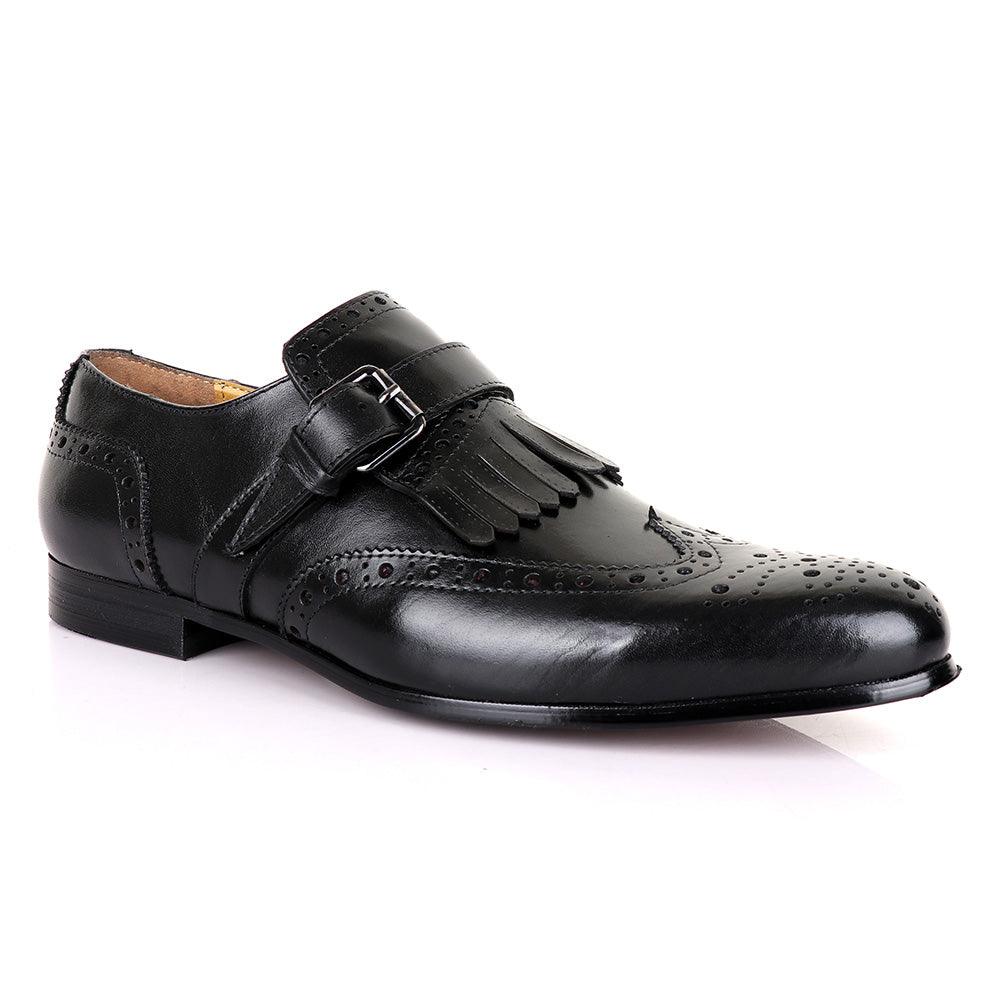Terry Taylors Classic Single Strap Lashes Black Leather Shoe - Obeezi