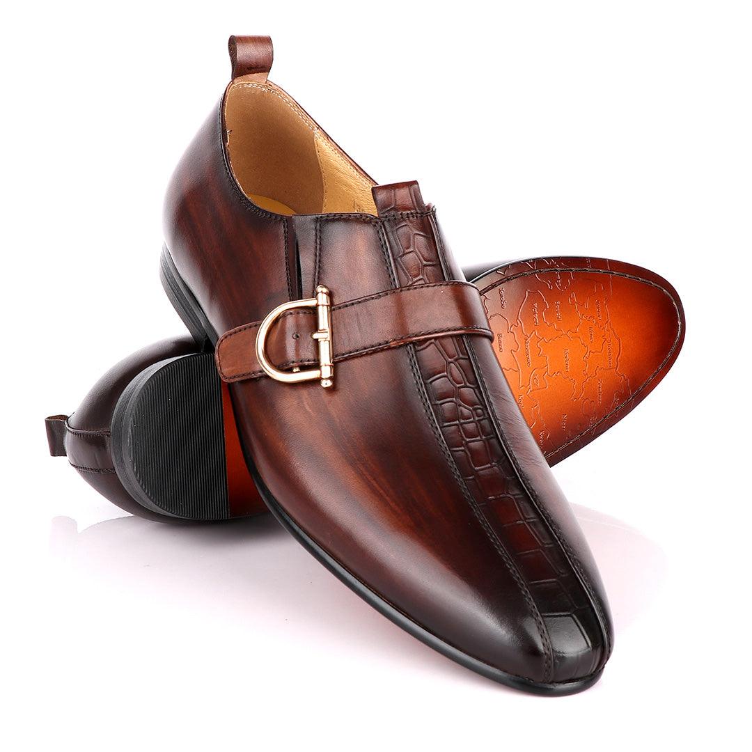 Terry Taylors Coffee Brown Side Buckle Formal Shoe - Obeezi