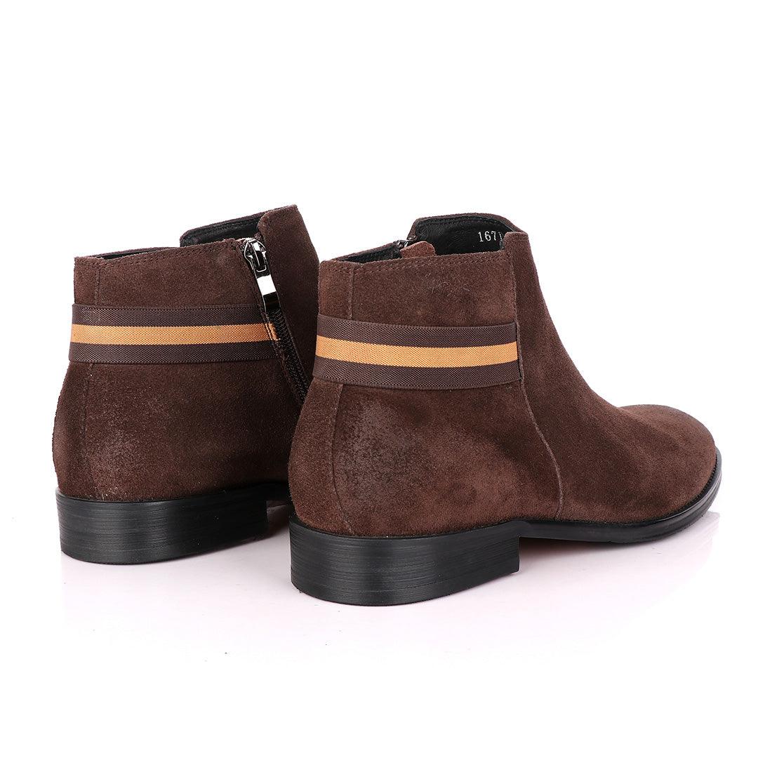 Terry Taylors Coffee Brown Suede Chelsea Formal Boot. - Obeezi