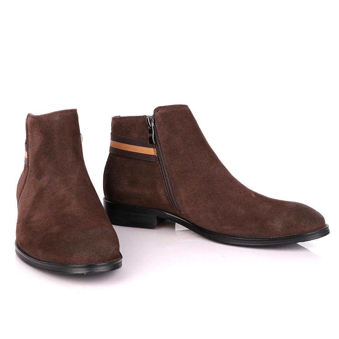 Terry Taylors Coffee Brown Suede Chelsea Formal Boot. - Obeezi