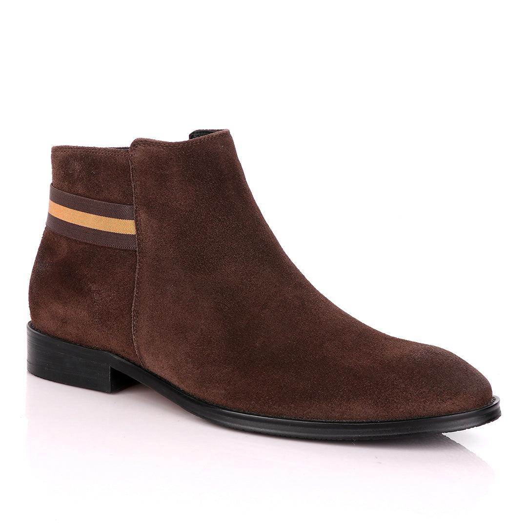 Terry Taylors Coffee Brown Suede Chelsea Formal Boot. - Obeezi