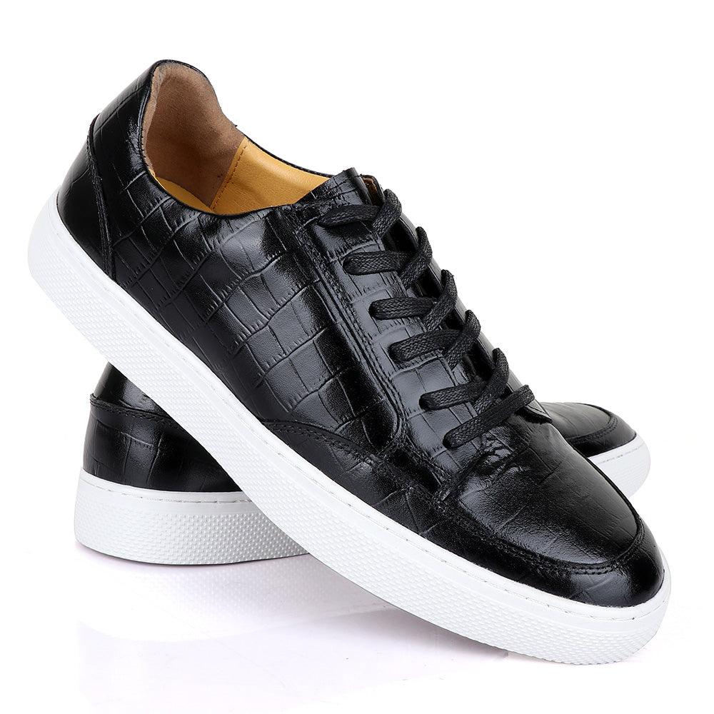 Terry Taylors Cooperate Black Leather Sneaker Shoe - Obeezi