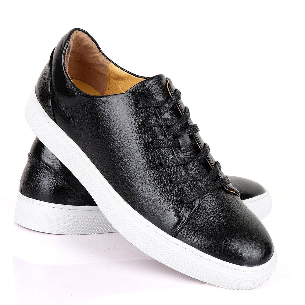 Terry Taylors Cooperate Oxford Black Leather Sneaker Shoe - Obeezi