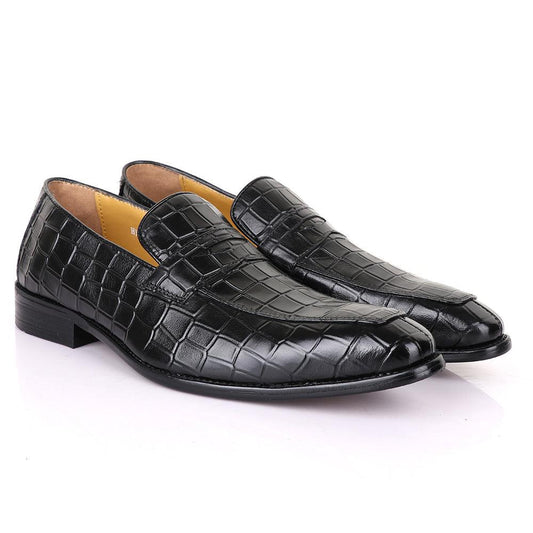 Terry Taylors Croc Black Leather Formal Shoe - Obeezi
