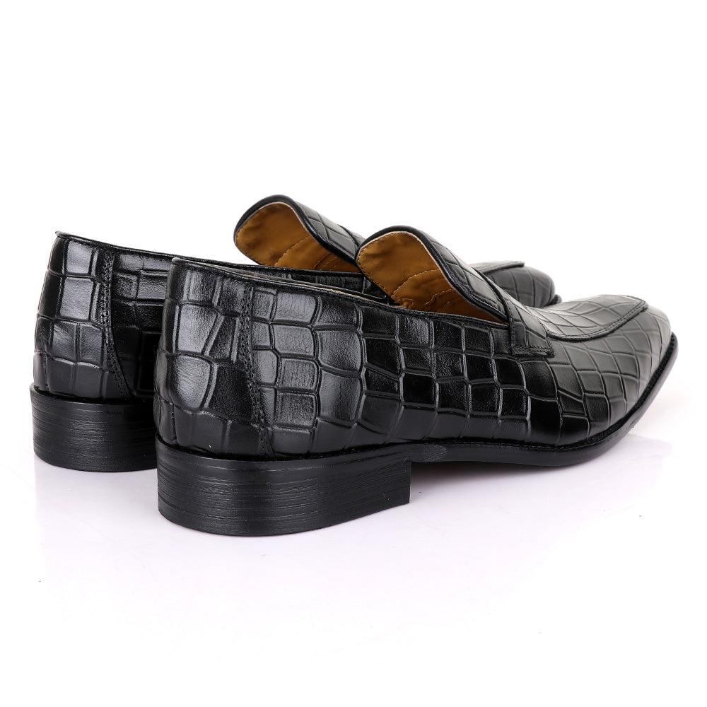Terry Taylors Croc Black Leather Formal Shoe - Obeezi