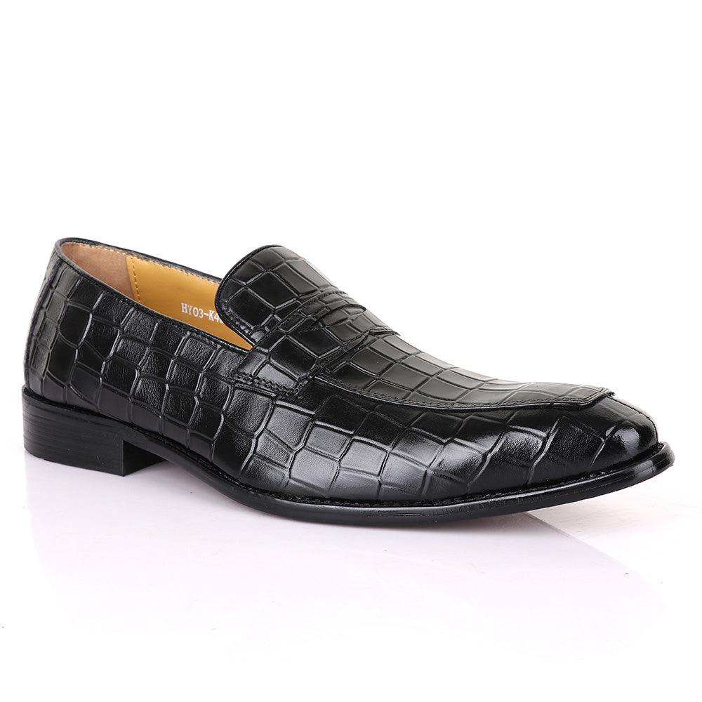 Terry Taylors Croc Black Leather Formal Shoe - Obeezi