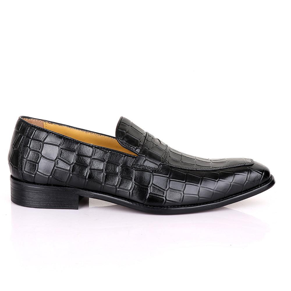 Terry Taylors Croc Black Leather Formal Shoe - Obeezi