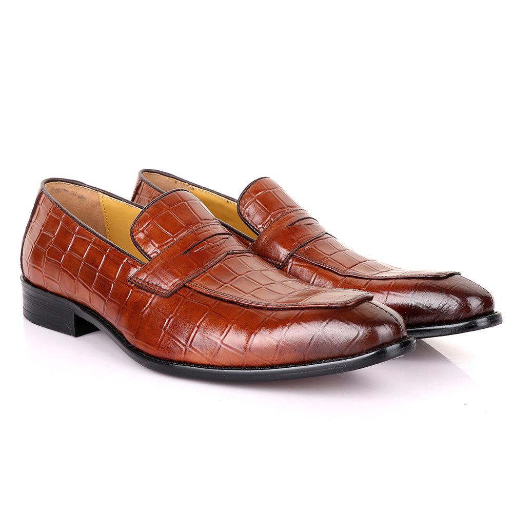 Terry Taylors Croc Brown Leather Formal Shoe - Obeezi