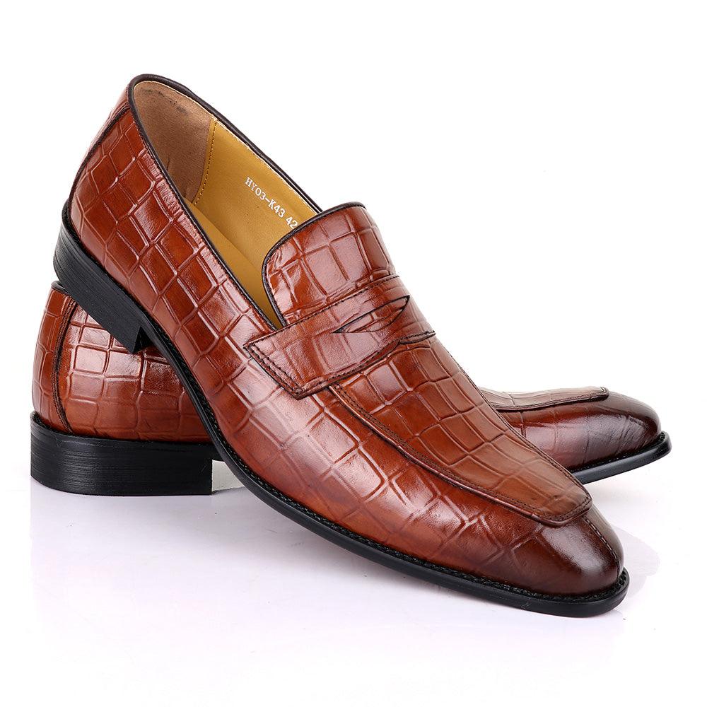 Terry Taylors Croc Brown Leather Formal Shoe - Obeezi