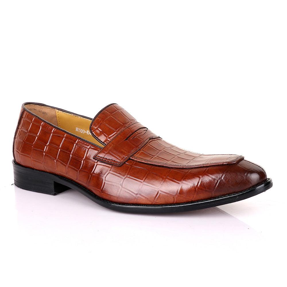 Terry Taylors Croc Brown Leather Formal Shoe - Obeezi