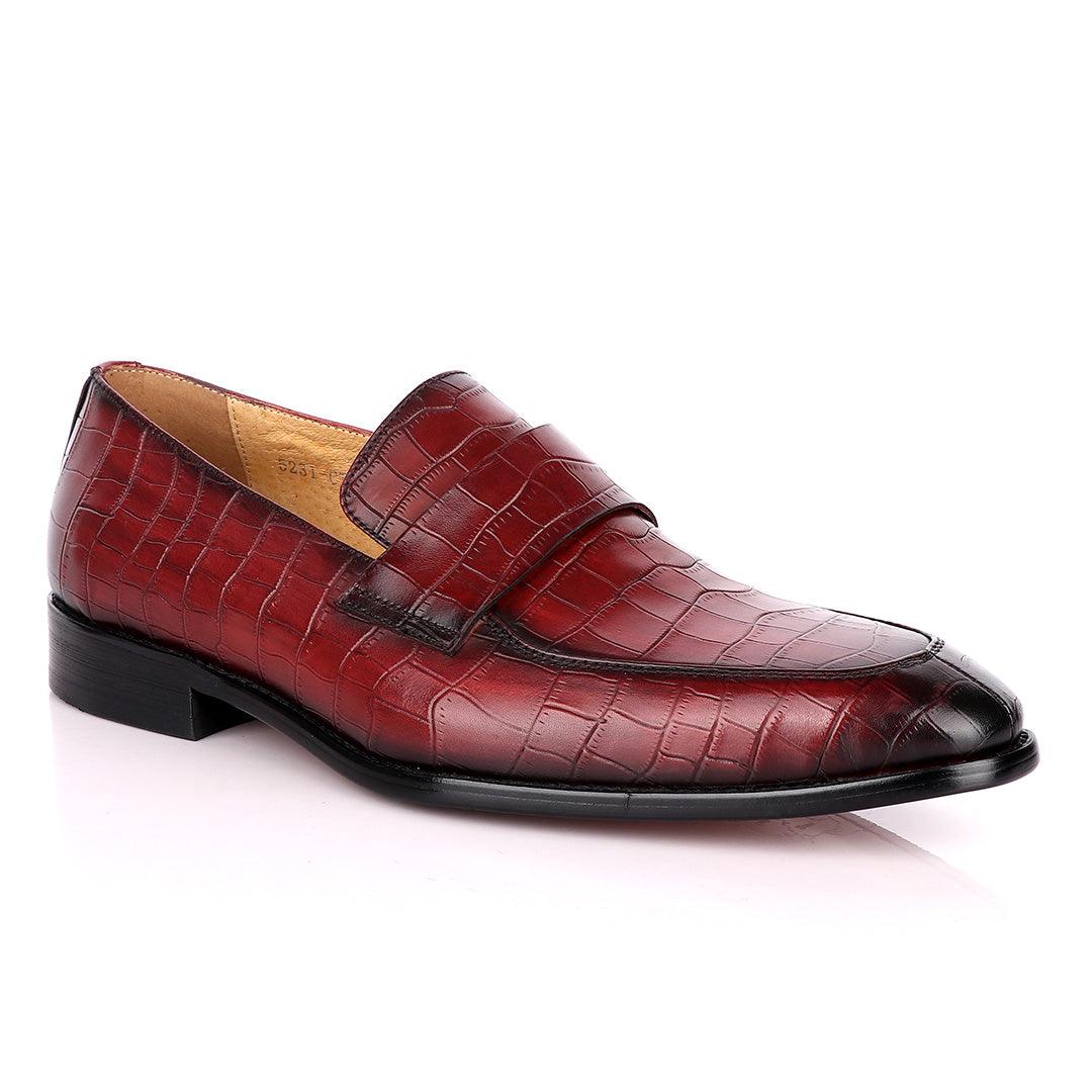 Terry Taylors Croc Leather Wine Slip On Shoe - Obeezi