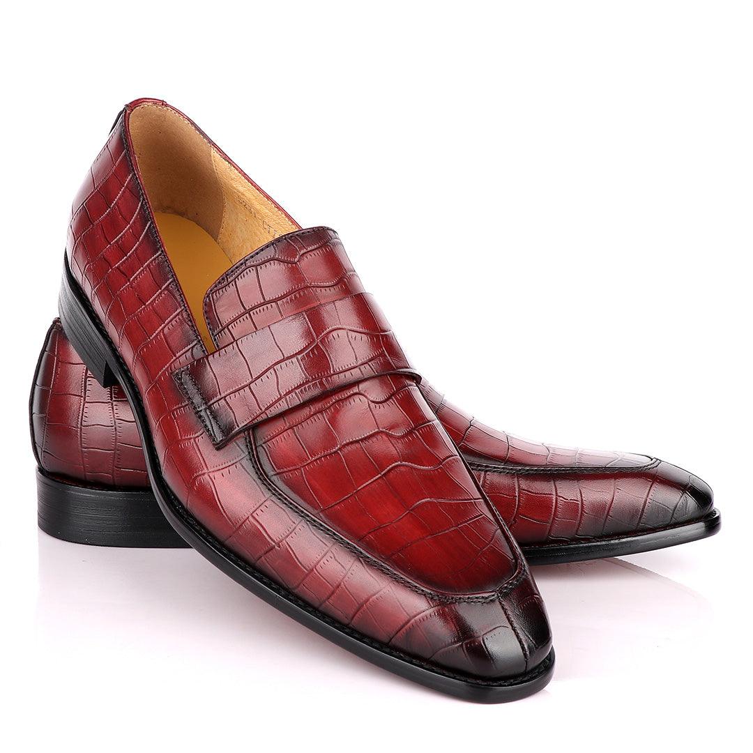 Terry Taylors Croc Leather Wine Slip On Shoe - Obeezi
