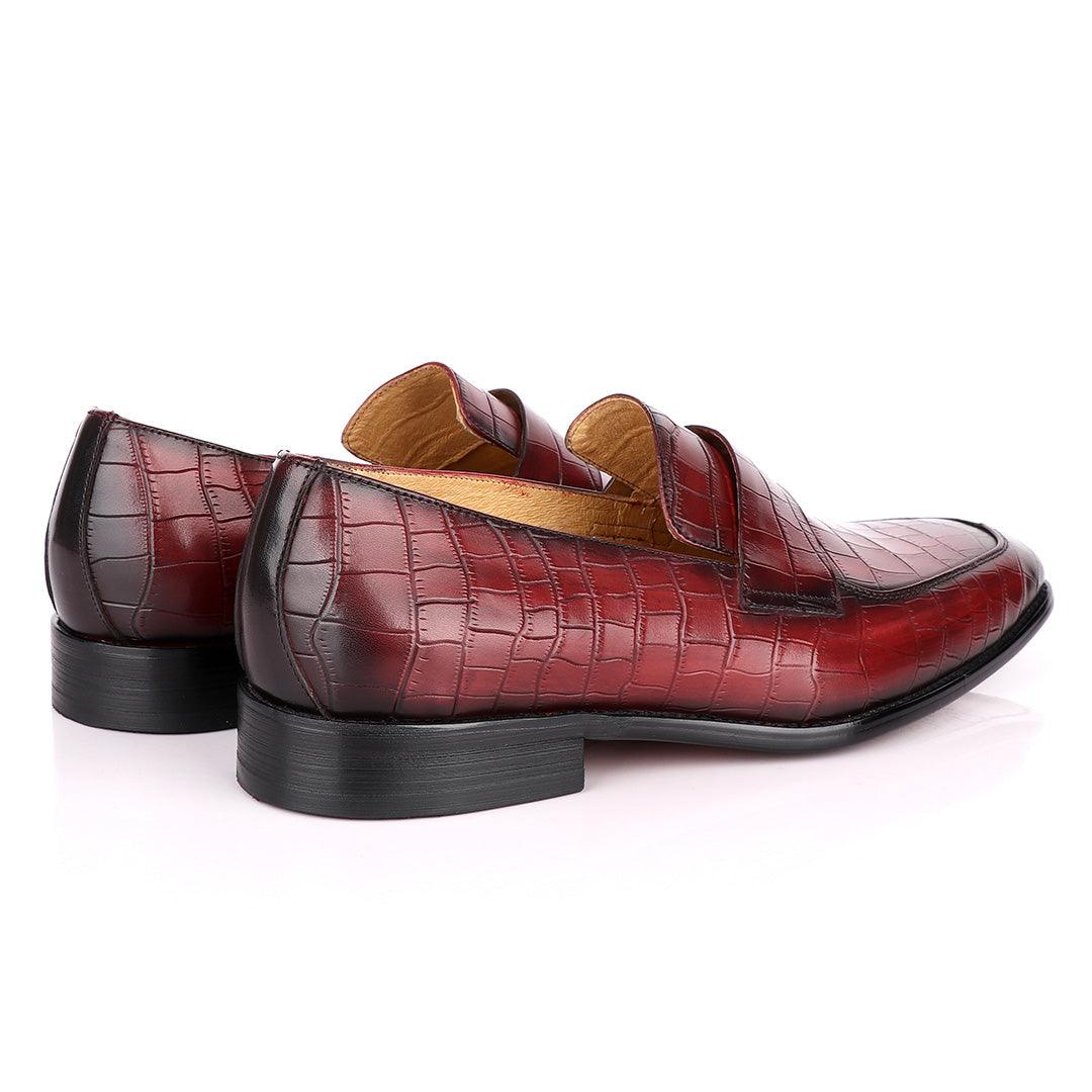 Terry Taylors Croc Leather Wine Slip On Shoe - Obeezi