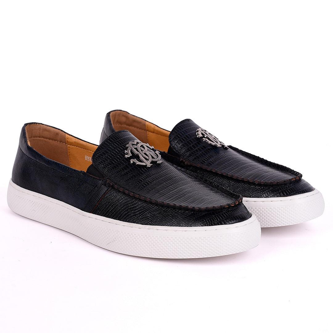 Terry Taylors Designed Leather Men's Sneaker Shoe-Black - Obeezi.com