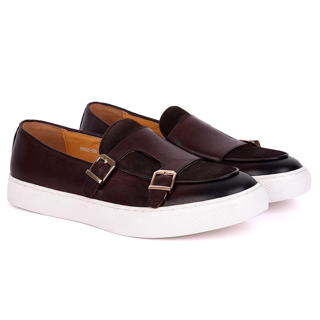 Terry Taylors Double Monk Strap Men's Sneaker Shoe- Coffee - Obeezi.com