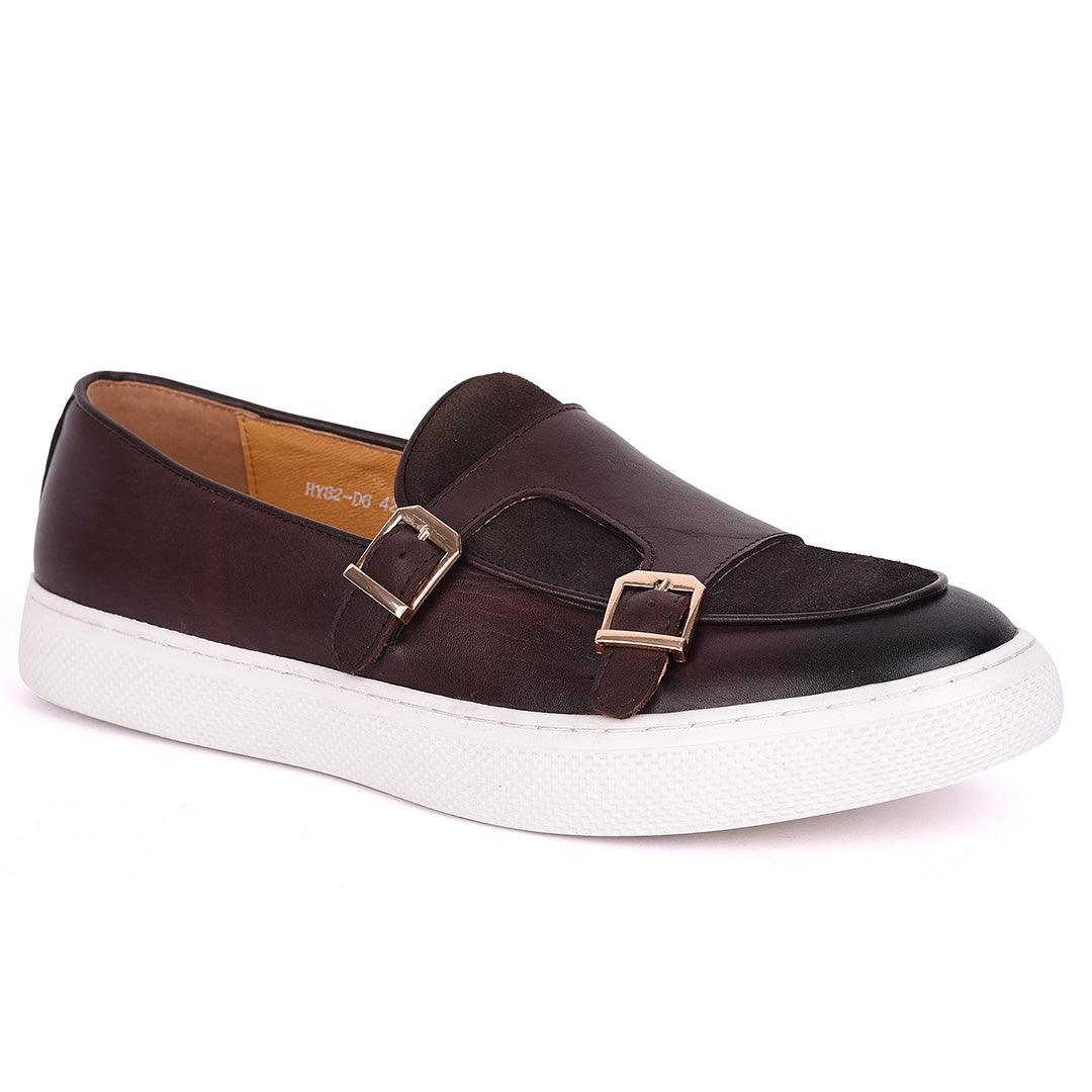 Terry Taylors Double Monk Strap Men's Sneaker Shoe- Coffee - Obeezi.com