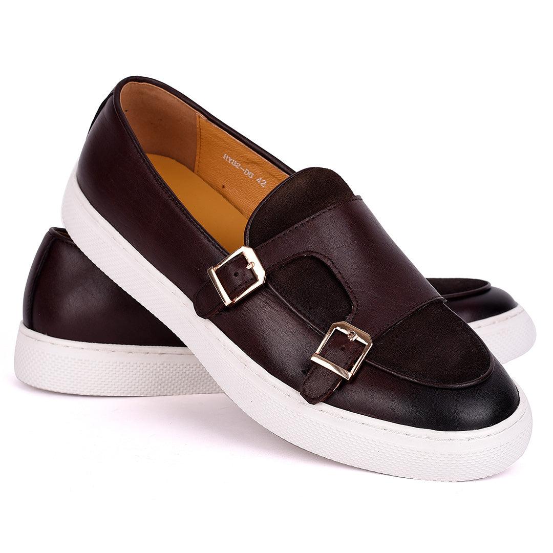 Terry Taylors Double Monk Strap Men's Sneaker Shoe- Coffee - Obeezi.com