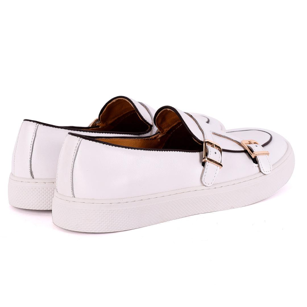 Terry Taylors Double Monk Strap Men's Sneaker Shoe- White - Obeezi.com