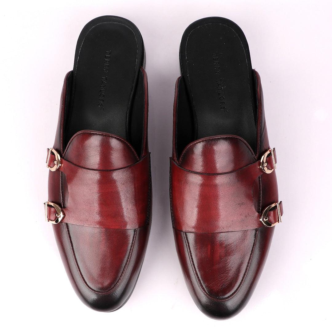 Terry Taylors Double Monk Strap Wine Half Shoe. - Obeezi