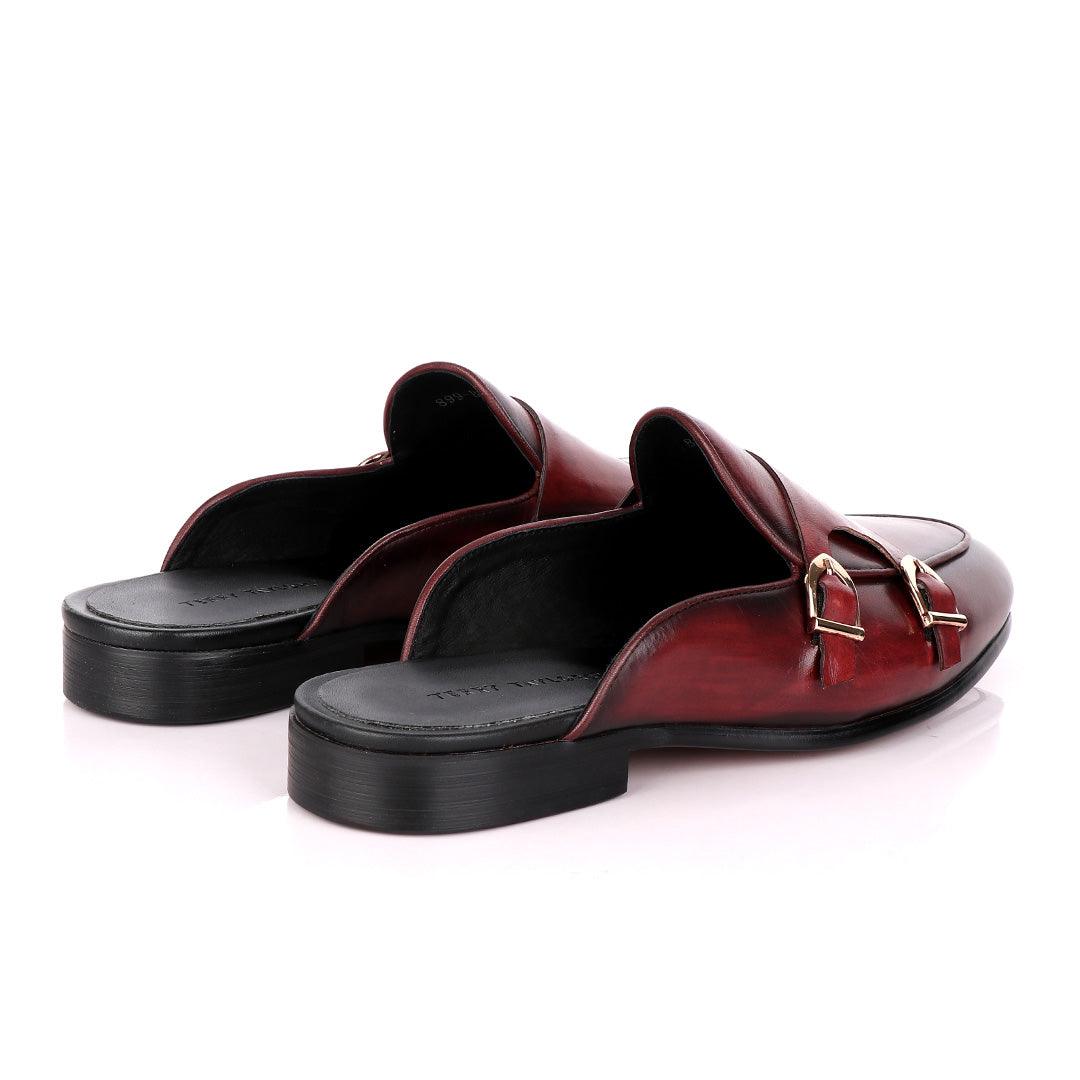 Terry Taylors Double Monk Strap Wine Half Shoe. - Obeezi
